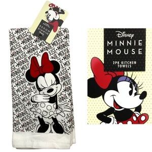 Kitchen Towels Disney Minnie Mouse Absorbent Terry Towels 2 Piece Set 16X26 in